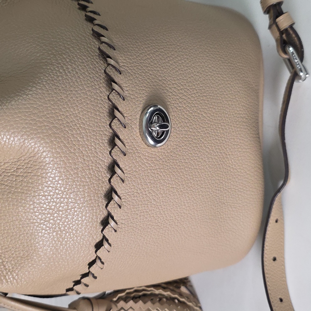 Coach Lora Bucket Bag with Whipstitch Detail in a light taupe - Picture 14 of 16